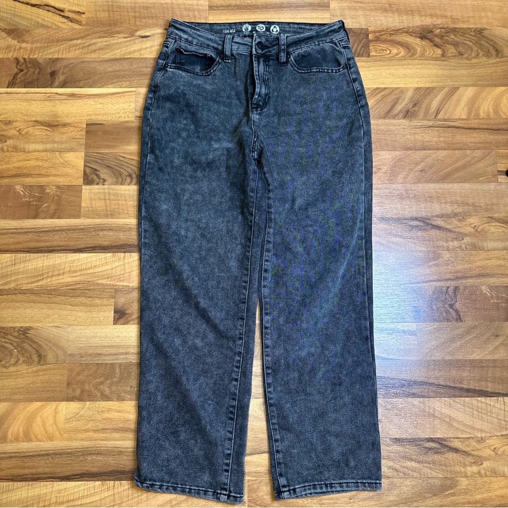 Rewash Jeans Junior's 7 Straight Ankle High Rise Black Denim